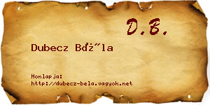 Dubecz Béla névjegykártya