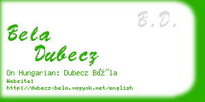 bela dubecz business card